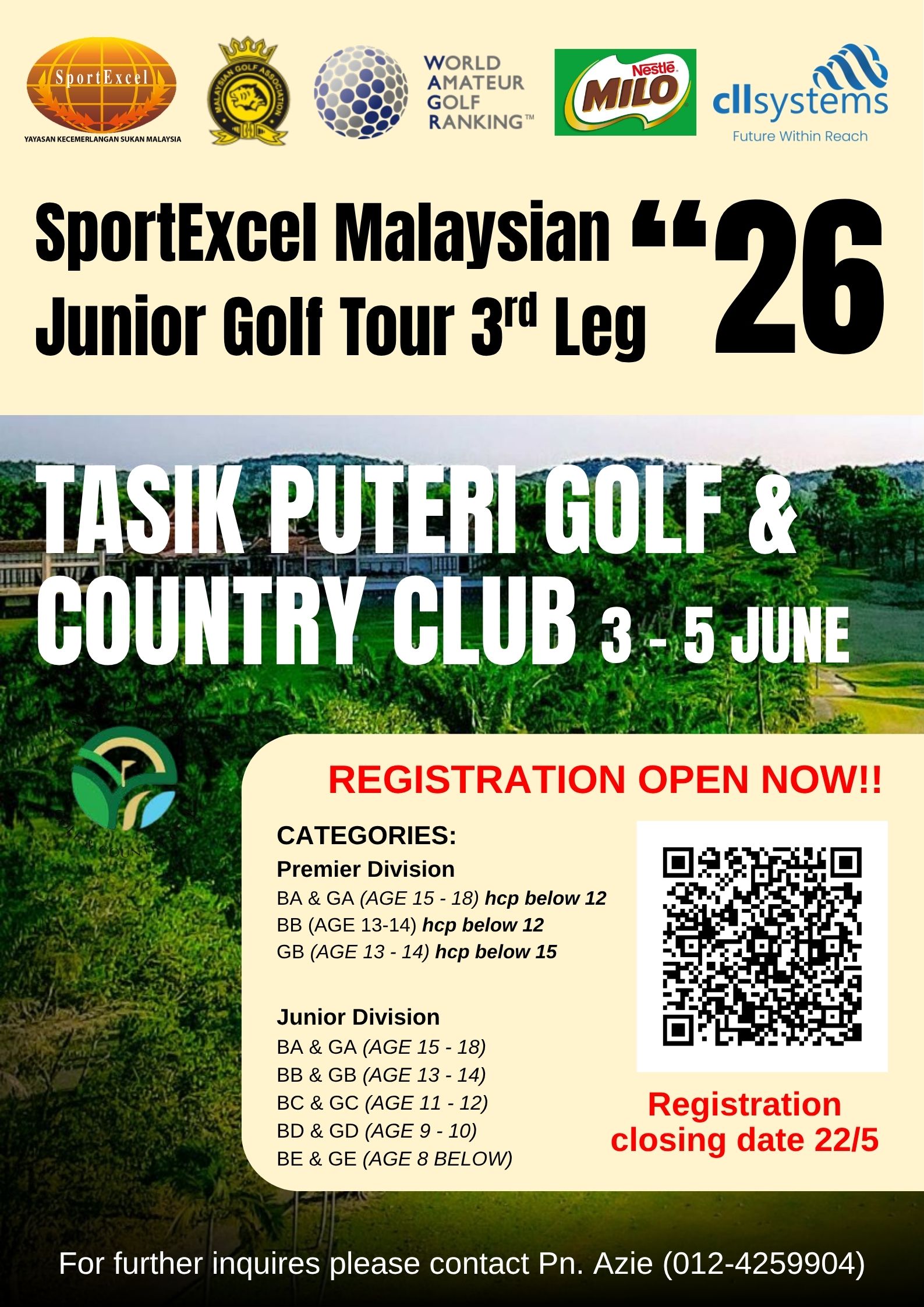 SPORTEXCEL MALAYSIAN JUNIOR GOLF TOUR 2026 - 3RD LEG